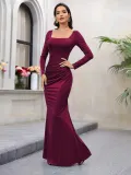Women Elegant Long Sleeve Fishtail Dress