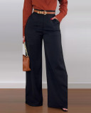 Women's Solid Color Casual Bell Bottom Pants