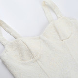 Women Summer Elegant Sexy Strapless Lace Fishbone Top