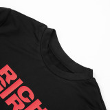 Women's short slim sexy Round Neck Letter printed short-sleeved t-shirt top