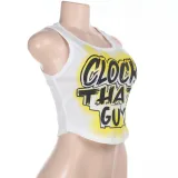 Women American Letter Print Crop T-shirt Summer Top