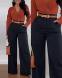 Women's Solid Color Casual Bell Bottom Pants