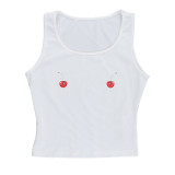 Women Summer Cherry Print Vest Top
