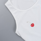 Women Summer Cherry Print Vest Top