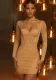 Women's mesh herringbone long sleeve Halter Neck fashion nightclub Bodycon Short dress