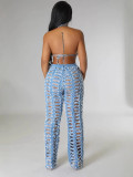 Spring Summer Women's Ripped Tassel Solid Color Wide Leg Pants