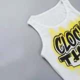 Women American Letter Print Crop T-shirt Summer Top