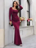 Women Elegant Long Sleeve Fishtail Dress
