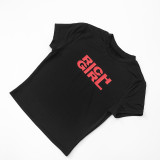 Women's short slim sexy Round Neck Letter printed short-sleeved t-shirt top