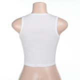 Women American Letter Print Crop T-shirt Summer Top