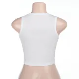 Women American Letter Print Crop T-shirt Summer Top