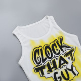 Women American Letter Print Crop T-shirt Summer Top