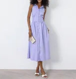 Women Summer Sexy Purple Elegant Sleeveless Halter Neck Dress