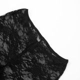 Women's ultra-short Strapless top lace Tight Fitting Knee-Length Shorts two-piece set