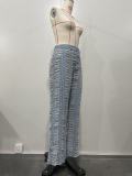 Spring Summer Women's Ripped Tassel Solid Color Wide Leg Pants