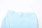 Women Summer Solid Knitting See-Through Wave Edge Bodycon Skirt