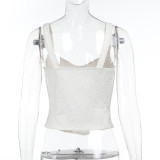 Women Summer Elegant Sexy Strapless Lace Fishbone Top