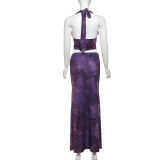 spring and summer Sexy v-neck Halter Neck Lace Patchwork fake two-piece dress for women