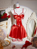 Sexy Lingerie Valentine's Day Exposed Bra Short Skirt Thong Leg Ring Set