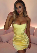Spring Summer Women's Nightclub Strapless Short Dress