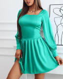 Women's Lantern Sleeve Slim Waist Satin Dress