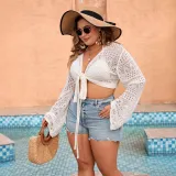 Spring Summer Women's Knitting Cover-up Sexy Beach Hollow Women's Knitting Shirt