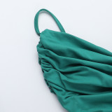 Women Backless Gathered Suspender Bodycon Casual Holidays Dress