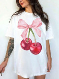 Women Letter Loose Casual Print T-Shirt