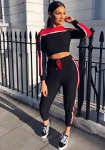 Women Patchwork Top and Pants Sports Two Piece Set