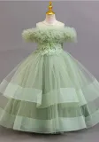 Girls' Floral Puff Tulle Princess Dress