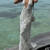 Women Summer Strapless Halter Neck Beach Holidays Dress