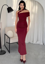 Women Summer Slash Shoulder Halter Neck Dress