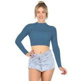 Women Sexy Solid Long Sleeve Top