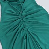 Women Backless Gathered Suspender Bodycon Casual Holidays Dress