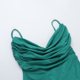 Women Backless Gathered Suspender Bodycon Casual Holidays Dress