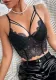 Women sexy lace hollow breast support fishbone steel ring Basics Top