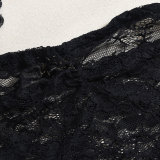 Women Summer Crop Backless See-Through Lace Halter Neck Top