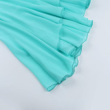Women Spring Beach Holidays Mesh Patchwork Fishtail Maxi Dress