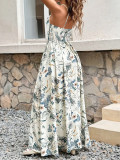 Women's Fashion Elegance V-neck Strap Plus Size Print Holidays Long Dress