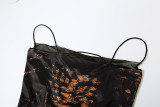 Summer fashion sexy leopard print high waist slim Strap Dress