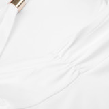 Summer sexy women Holidays metal Patchwork hollow Halter Neck slim short dress