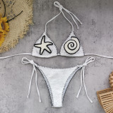 Sexy Lace-Up Knitting Two Pieces bikini Pants Three-Piece women swimsuit