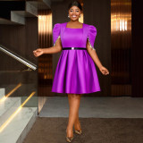 Square neck beaded sleeve high waist a-line Formal Party cocktail Plus Size dress