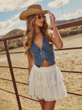 women's sleeveless v-neck Denim vest