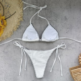 Sexy Lace-Up Knitting Two Pieces bikini Pants Three-Piece women swimsuit