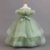 Girls' Floral Puff Tulle Princess Dress