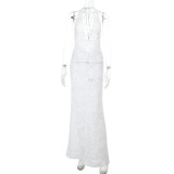 Women Summer Strapless Halter Neck Beach Holidays Dress