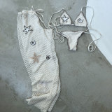 Sexy Lace-Up Knitting Two Pieces bikini Pants Three-Piece women swimsuit