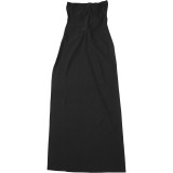 Women's Spring Summer Style Solid Color Sexy Low Back Strapless Hollow Slim Long Dress