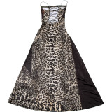 Summer fashion sexy leopard print high waist slim Strap Dress
